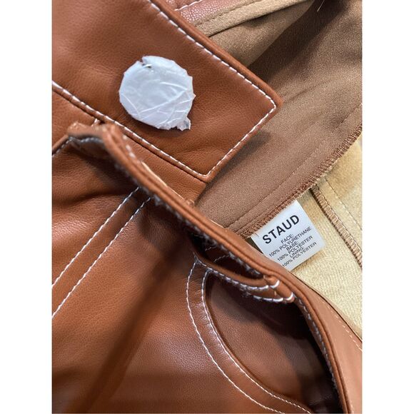 Staud Elliot Brown Faux Leather Pants - Picture 14 of 16